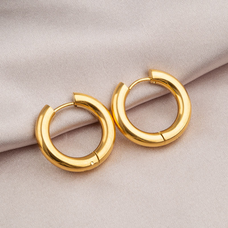 1 Pair Simple Style Geometric Plating Titanium Steel Hoop Earrings