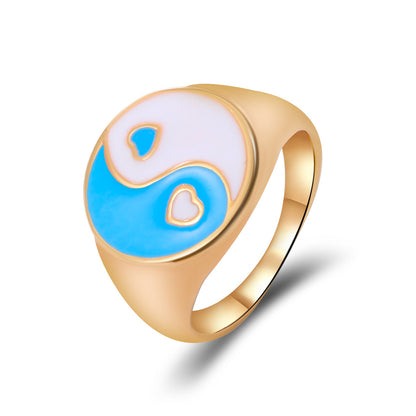 New Fashion Style Oil Drop Tai Chi Gossip Ring