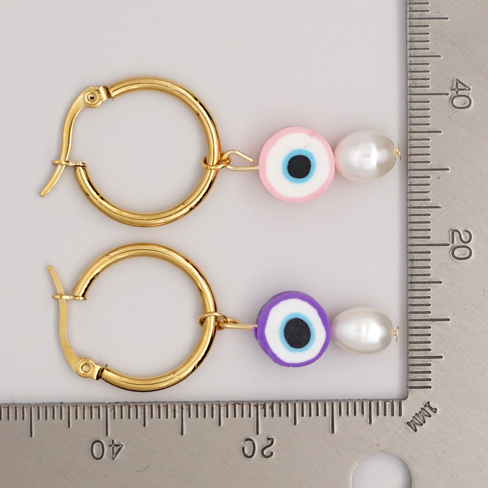 Bohemian Color Matching Simple Soft Ceramic Pearl Earrings Wholesale