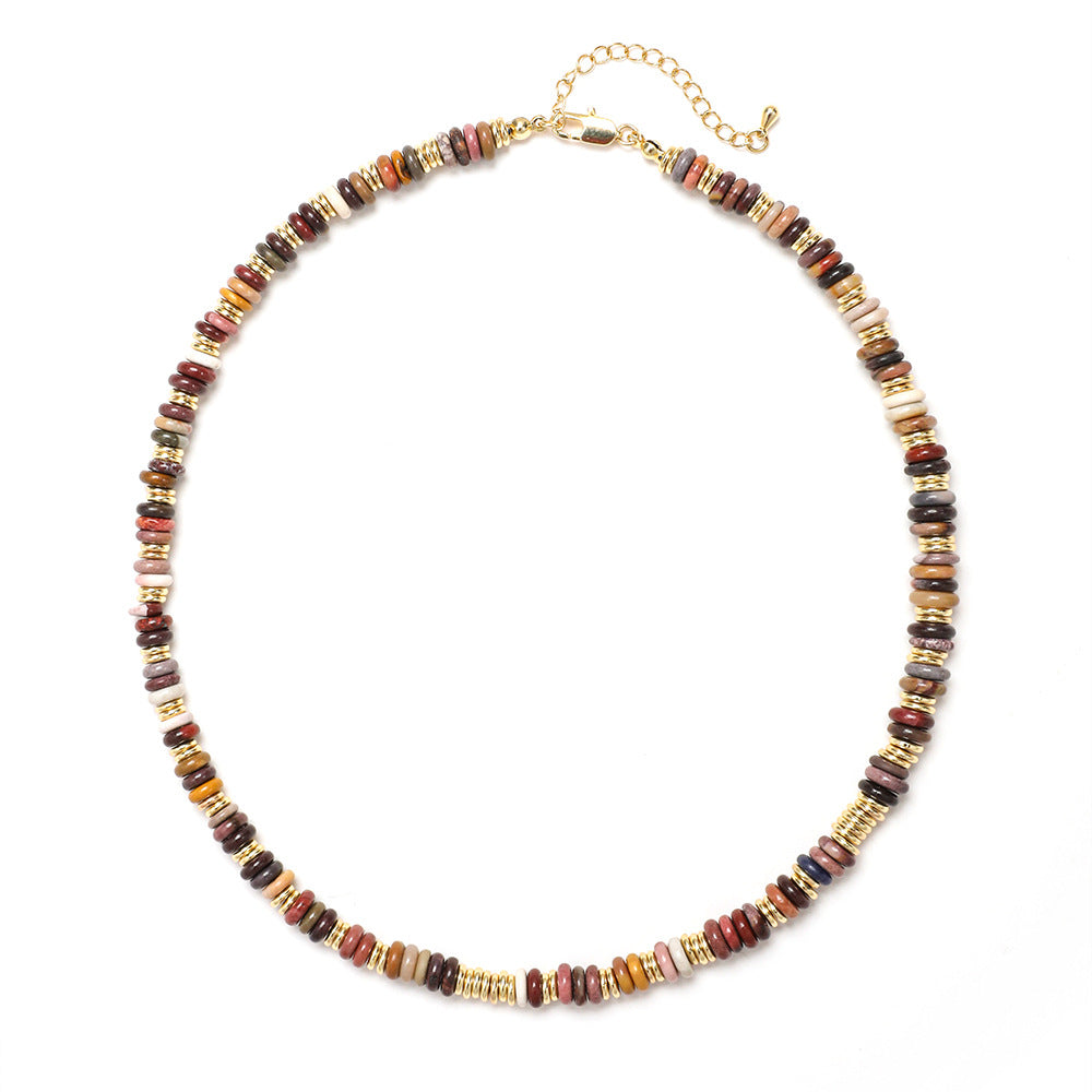 Retro Ethnic Style Geometric Natural Stone Copper Necklace In Bulk