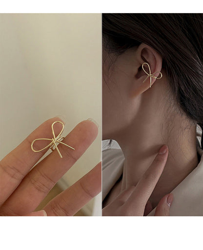 Fashion Bow Knot Copper Inlay Zircon Ear Clips