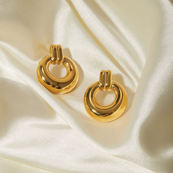 Maillard Circle Stainless Steel 18K Gold Plated Earrings