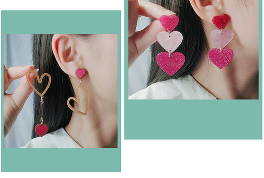 1 Pair Sweet Heart Shape Arylic Drop Earrings