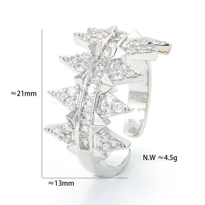 Fashion Sharp Thorn Shape Inlaid Zircon Copper Ring Wholesale Gooddiy