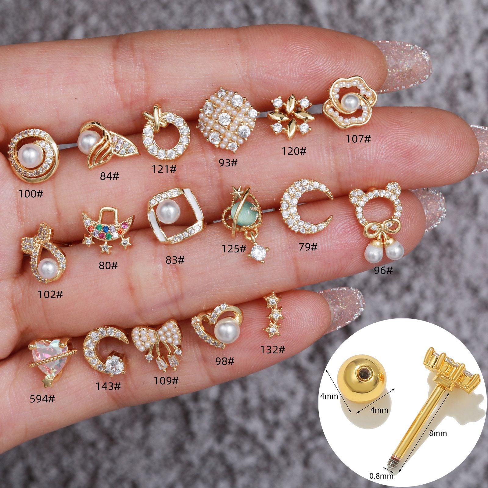 Fashion Heart Shape Copper Plating Inlay Artificial Pearls Zircon Ear Studs 1 Piece