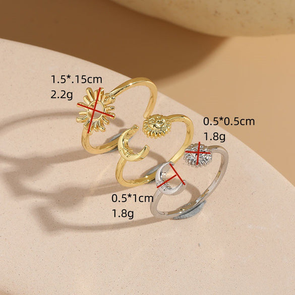 hot sale opening sun moon daisy ring literary niche design sense light luxury personality simple ring