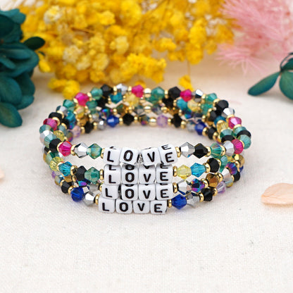 Bohemian Style Color Crystal Letter Beaded Small Bracelet