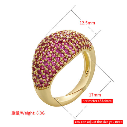 Wholesale New Color Diamond Opening Adjustable Wide Face Thick Ring Gooddiy