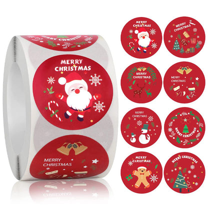 wholesale Christmas sticker roll 3.8cm gift box sealing label Merry Christmas holiday gift decoration