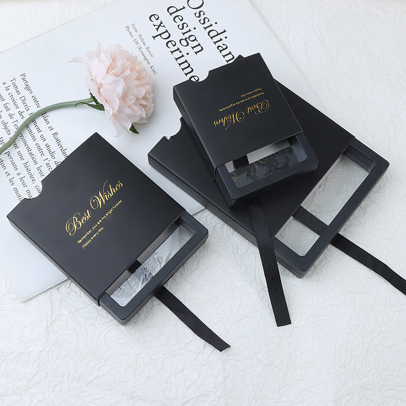 Classic black PE film dustproof and antioxidant suspension box jewelry storage box jewelry necklace ring display box