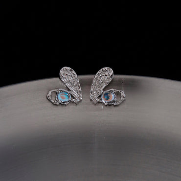 Sweet Heart Shape Alloy Glass Ear Studs