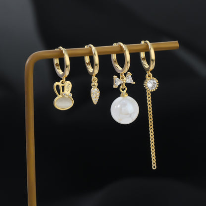 1 Set Cute Simple Style Geometric Plating Inlay Copper Artificial Pearls Zircon Drop Earrings