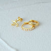 1 Set Simple Style Star Butterfly Plating Sterling Silver Hoop Earrings Ear Studs