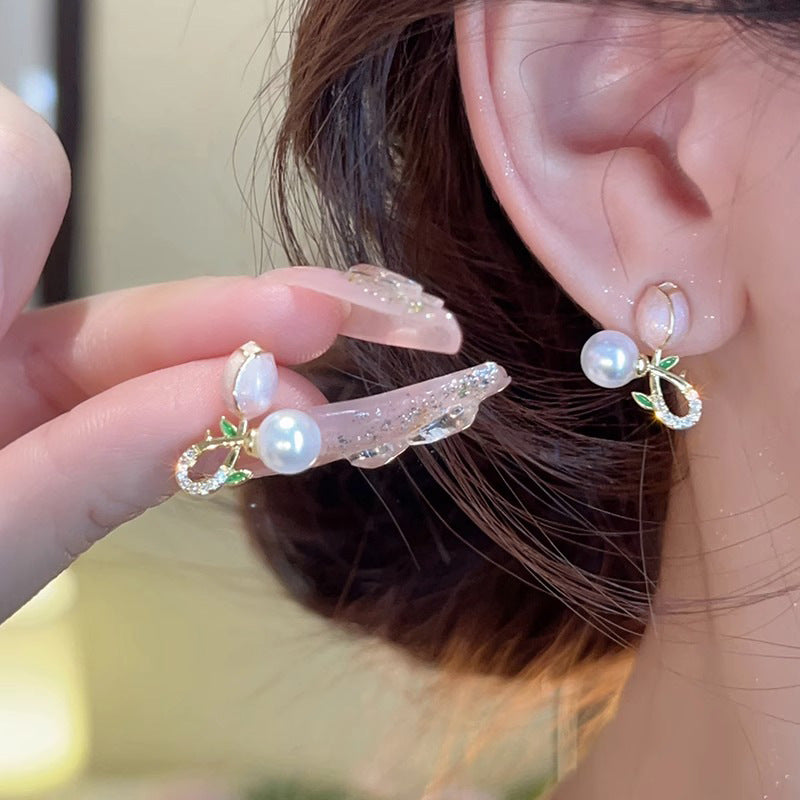 1 Pair Simple Style Flower Inlay Alloy Pearl Ear Studs