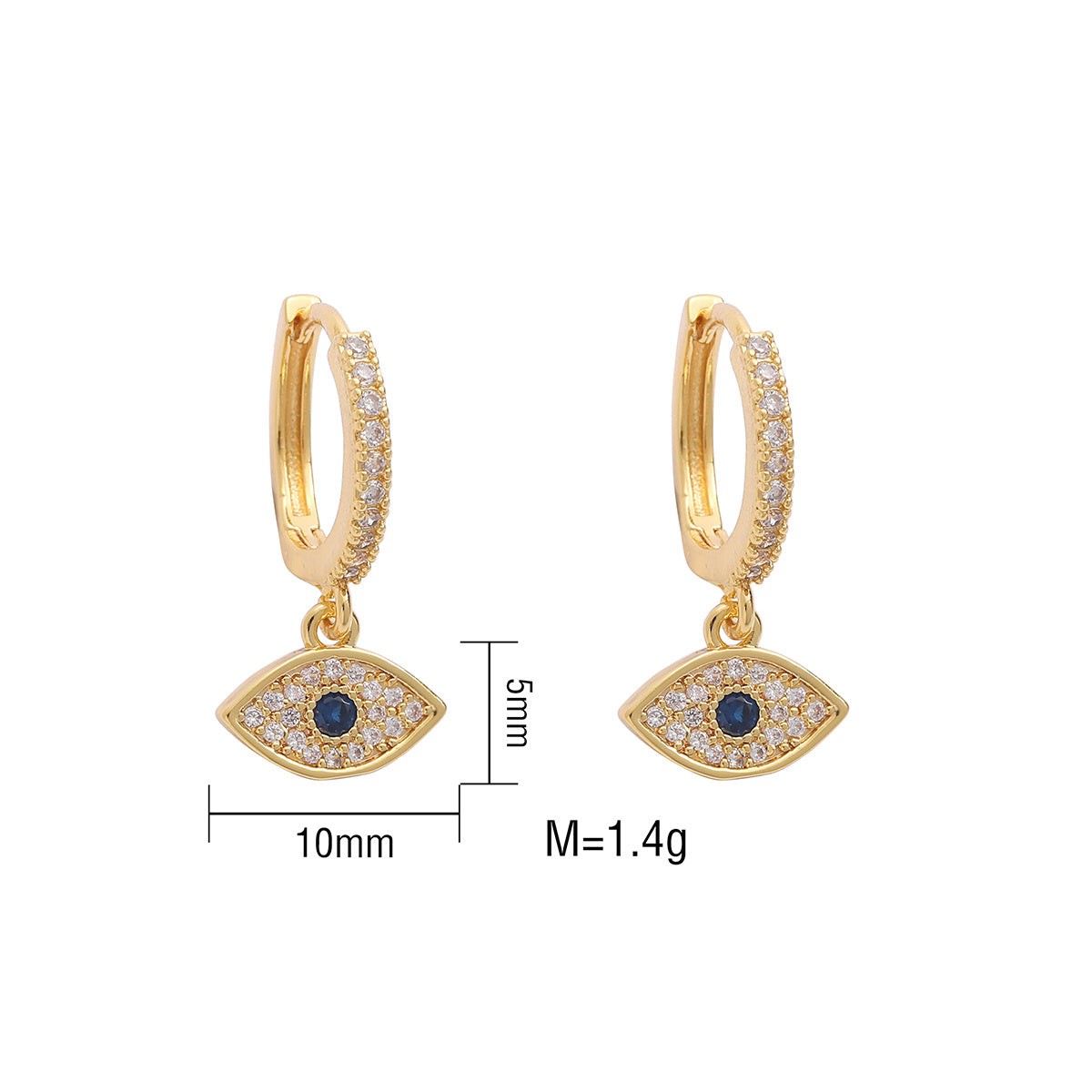 1 Pair Simple Style Eye Butterfly Copper Inlaid Zircon Earrings