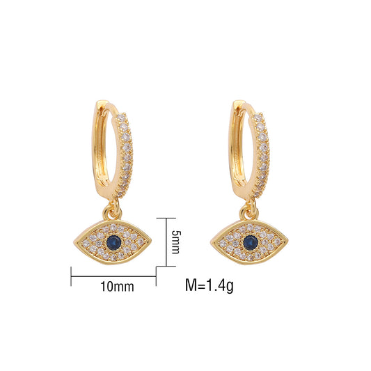 1 Pair Simple Style Eye Butterfly Copper Inlaid Zircon Earrings