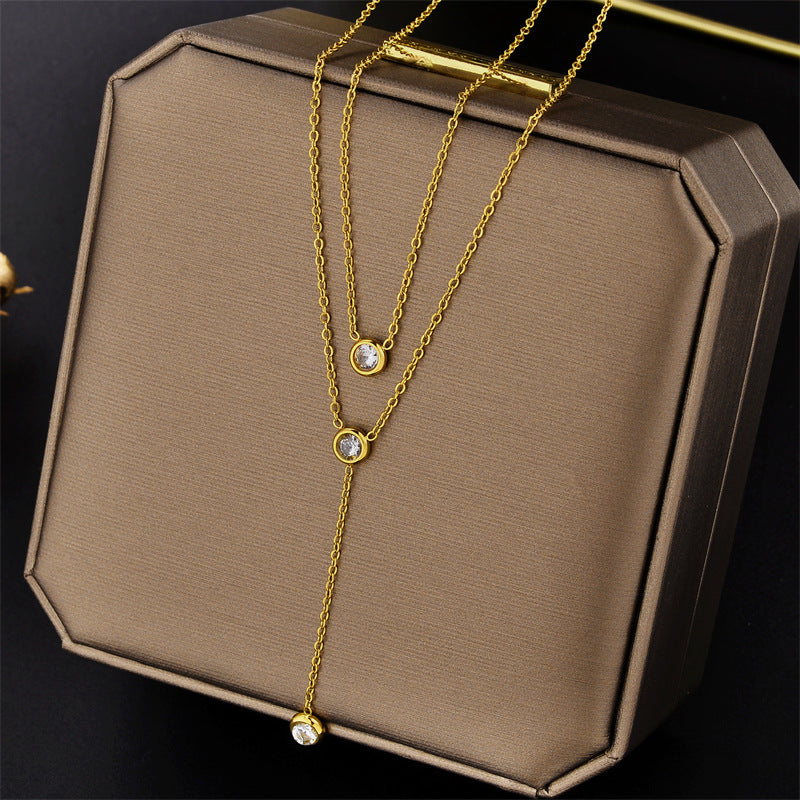 Cartoon Geometric Titanium Steel 18K Gold Plated Necklaces