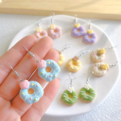 1 Pair Cute Donuts Resin Drop Earrings