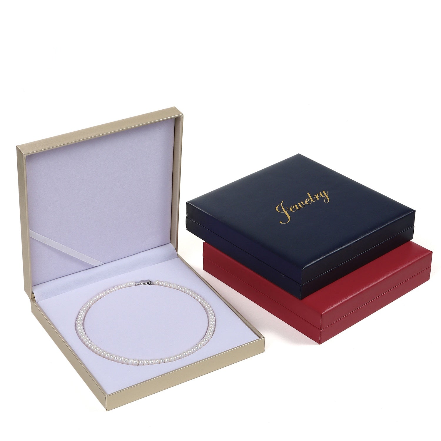 High-end PU leather pearl necklace jewelry box Mother's Day gift box jewelry generous packaging gift box wholesale