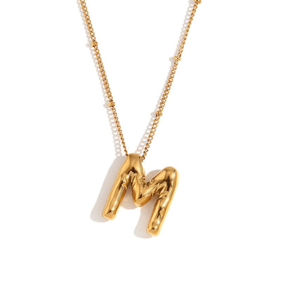 Fashion Letter Number Text Stainless Steel 18K Gold Plated Necklaces