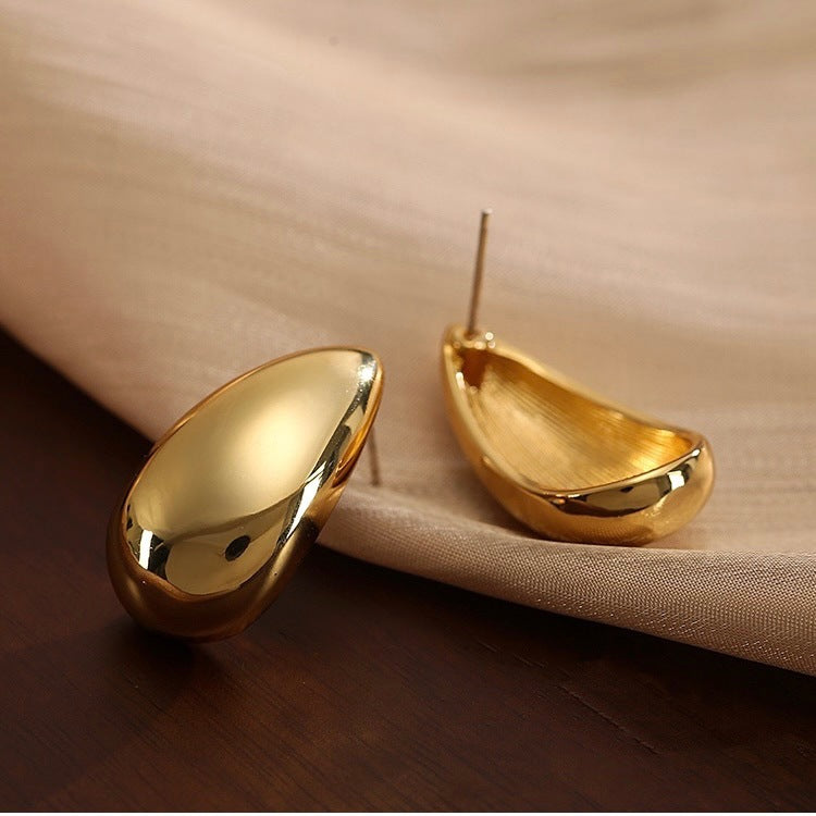 1 Pair Elegant Water Droplets Plating Copper 18k Gold Plated Ear Studs