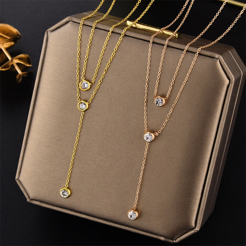 Cartoon Geometric Titanium Steel 18K Gold Plated Necklaces