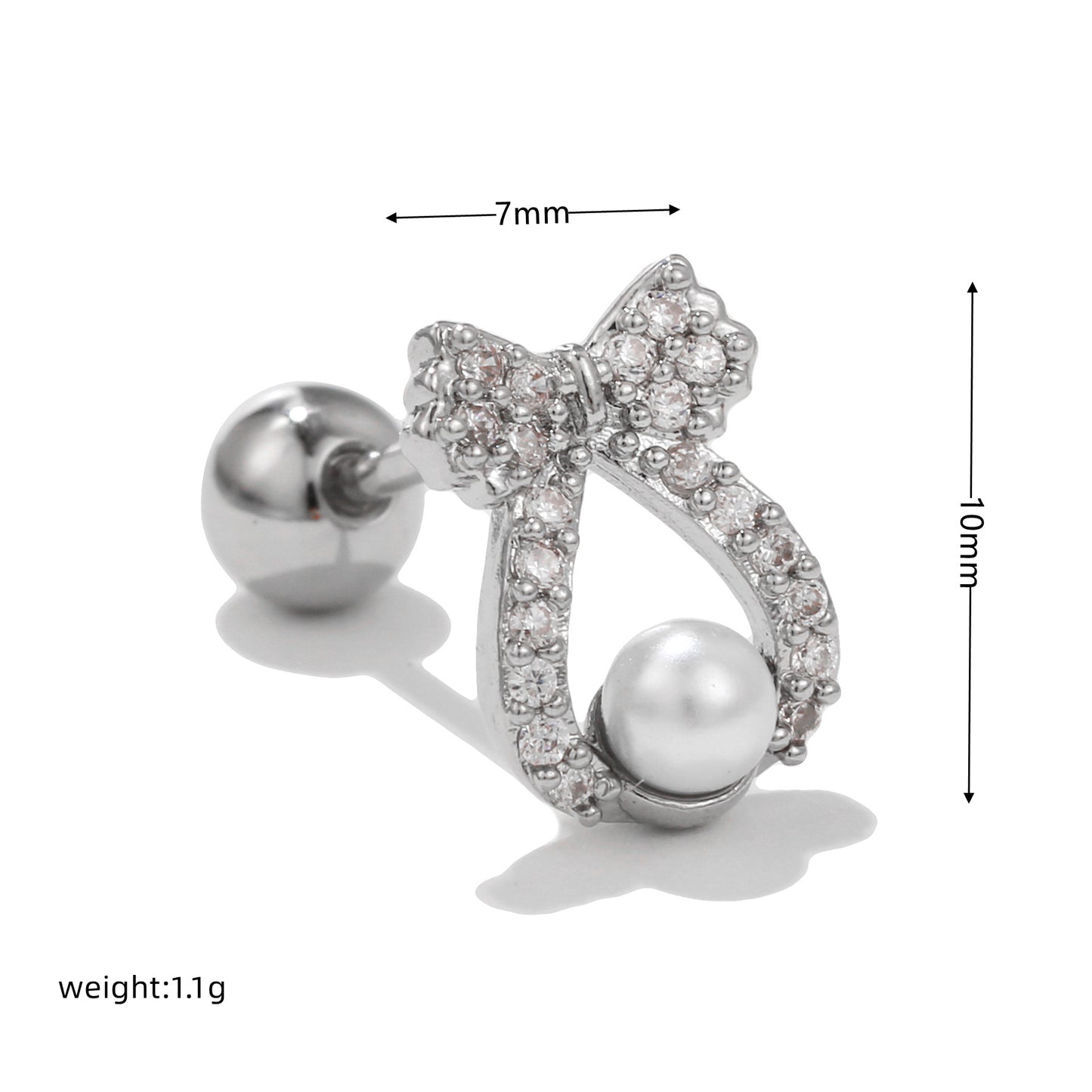 Fashion Heart Shape Copper Plating Inlay Artificial Pearls Zircon Ear Studs 1 Piece