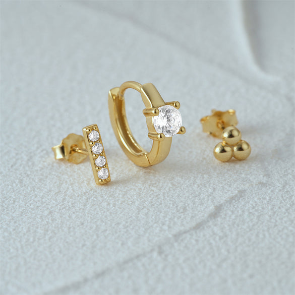 1 Set Simple Style Star Butterfly Plating Sterling Silver Hoop Earrings Ear Studs