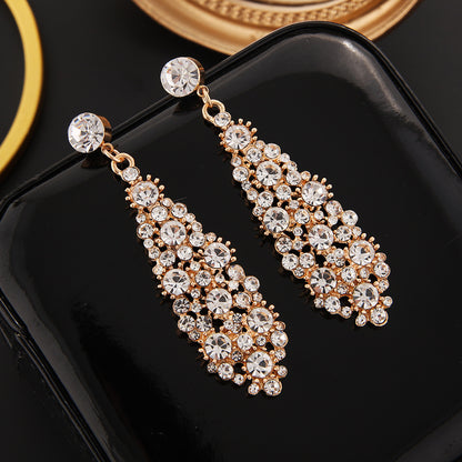 1 Pair Elegant Retro Geometric Water Droplets Plating Inlay Alloy Zircon Drop Earrings