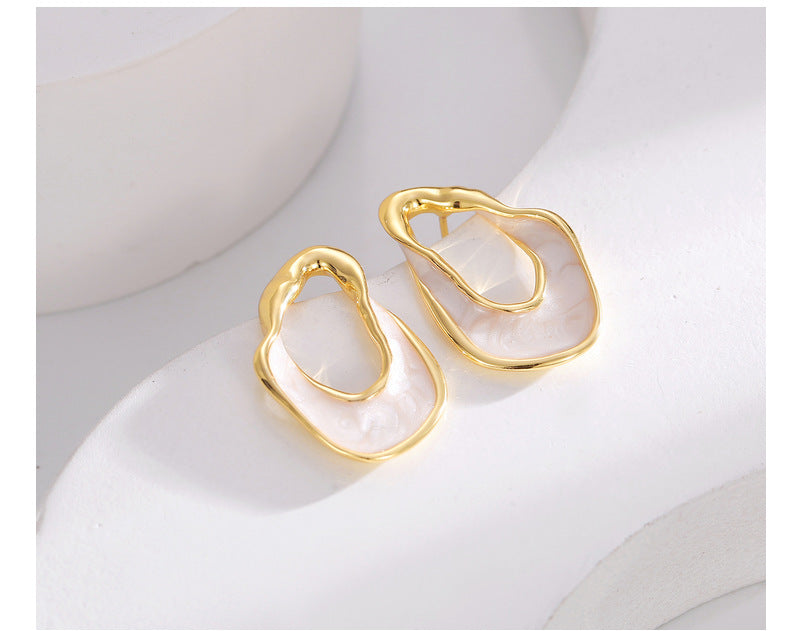 Retro Irregular Copper Plating Ear Studs 1 Pair