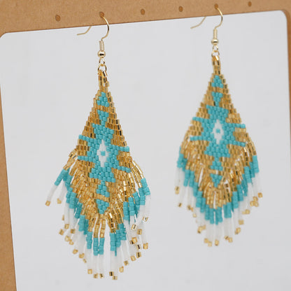 Ethnic Hand-woven Beads Geometric Tassel Earrings Wholesale Gooddiy