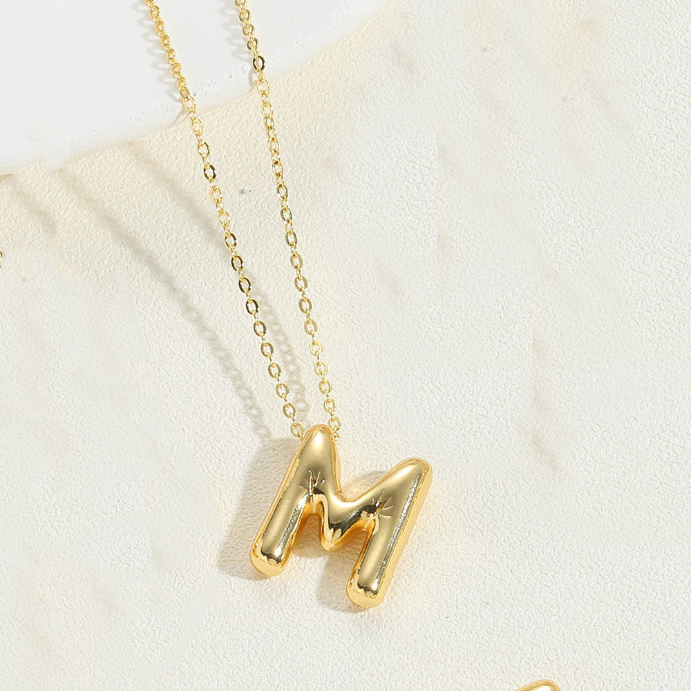 Cross-border new copper-plated 14K real gold personality style trend 26 initials pendant clavicle chain versatile necklace women