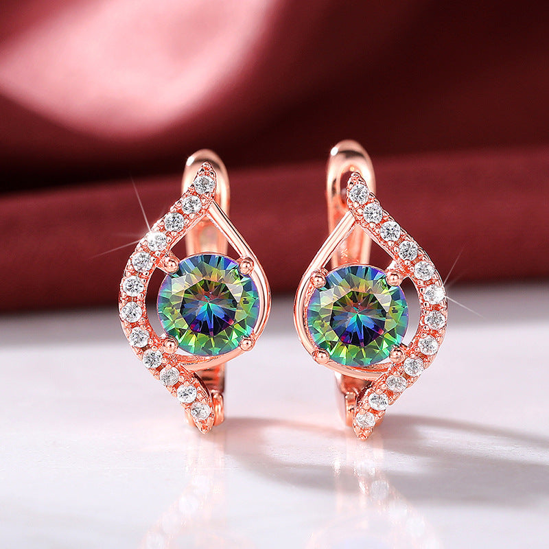 1 Pair Elegant Glam Geometric Plating Inlay Copper Zircon Earrings