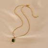 Quadrilateral Geometric Titanium Steel 18K Gold Plated Necklaces