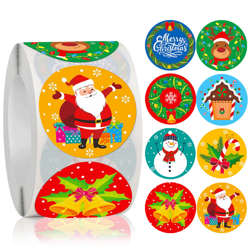 Wholesale Roll Christmas Sealing Stickers Merry Christmas Gifts Stickers Holiday Decoration Self-adhesive Labels