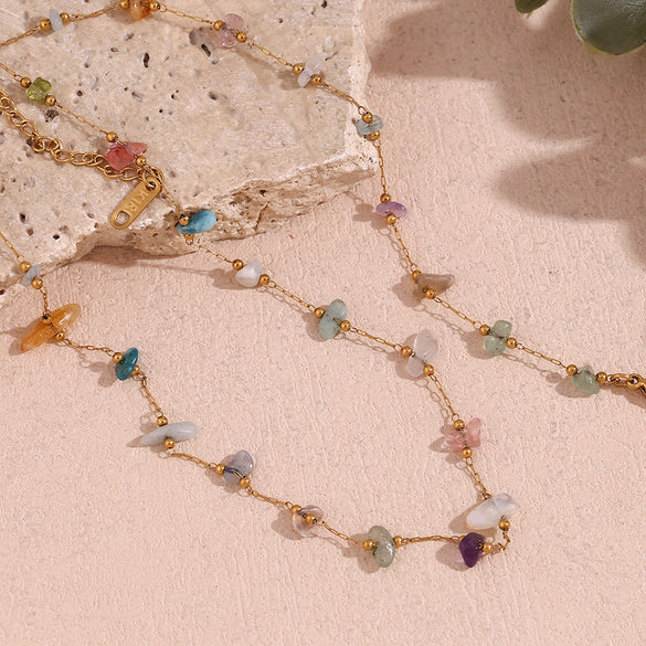 Fashion Stripe Circle Geometric Stainless Steel 18K Gold Plated Necklaces