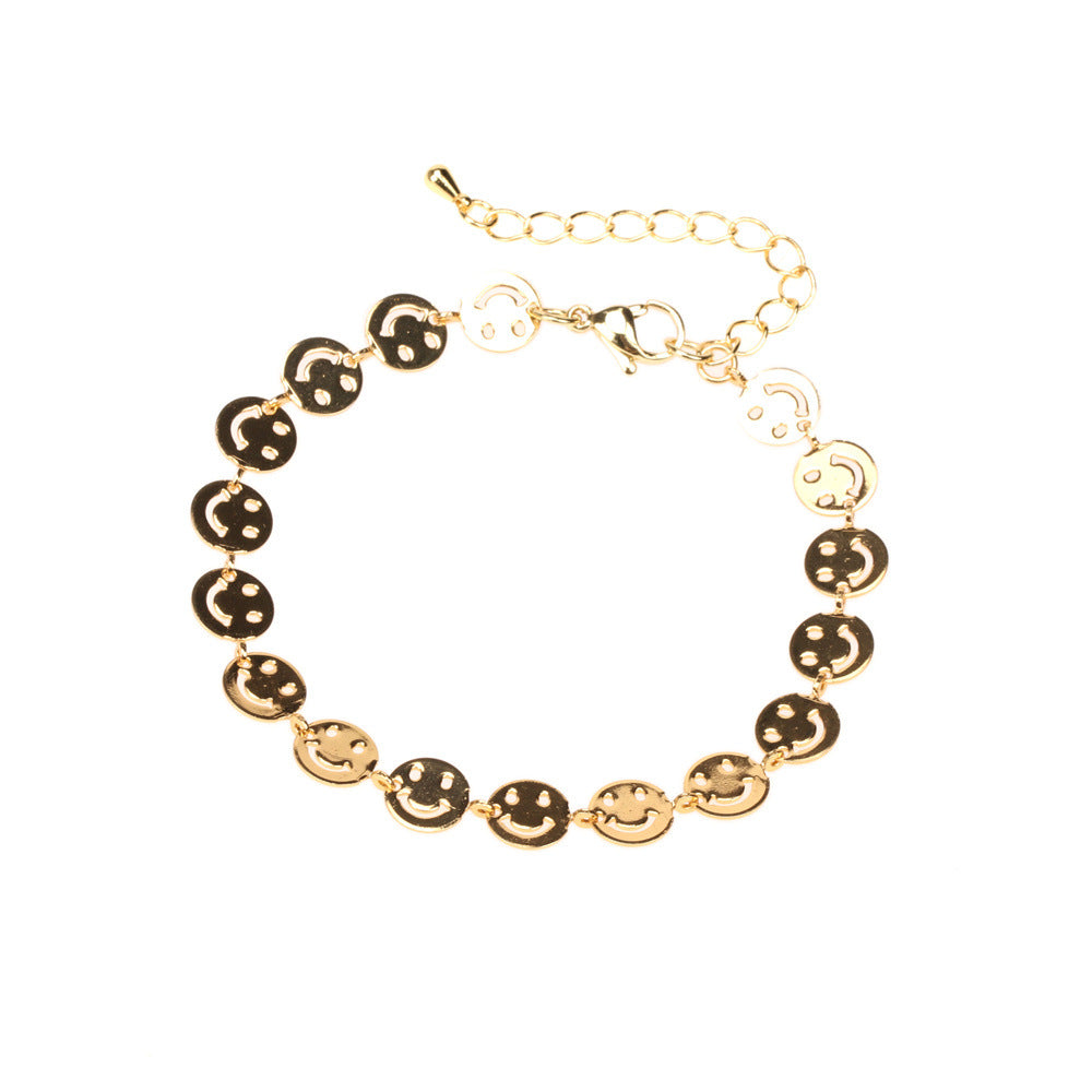 Simple Fashion Copper Smiley Face Chain Bracelet Necklace Wholesale Gooddiy