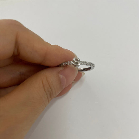 Cross-border new 26 initials micro-inlaid zircon open rings ins style personalized design English letter jewelry