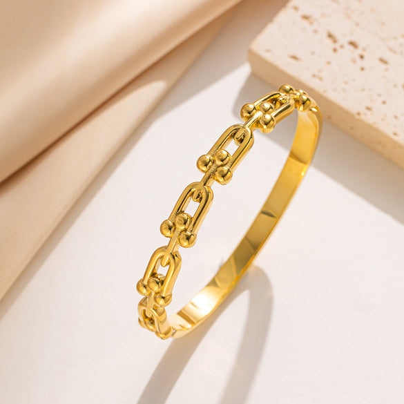 Ellipse Stainless Steel 18K Gold Plated Bangles