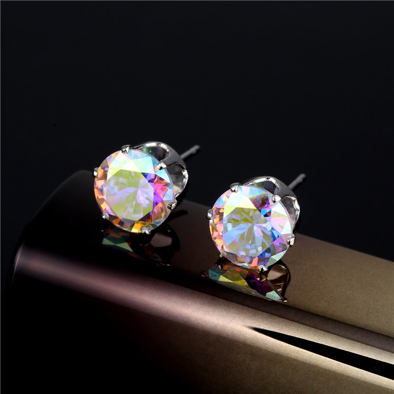 1 Pair Simple Style Geometric Inlay Copper Zircon Ear Studs