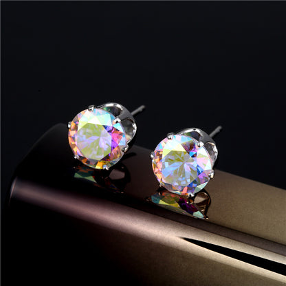 1 Pair Simple Style Geometric Inlay Copper Zircon Ear Studs