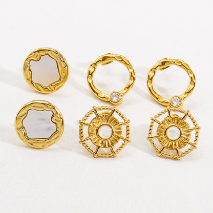 1 Pair Ig Style Simple Style Geometric Plating Inlay Stainless Steel Artificial Pearls Zircon Ear Studs