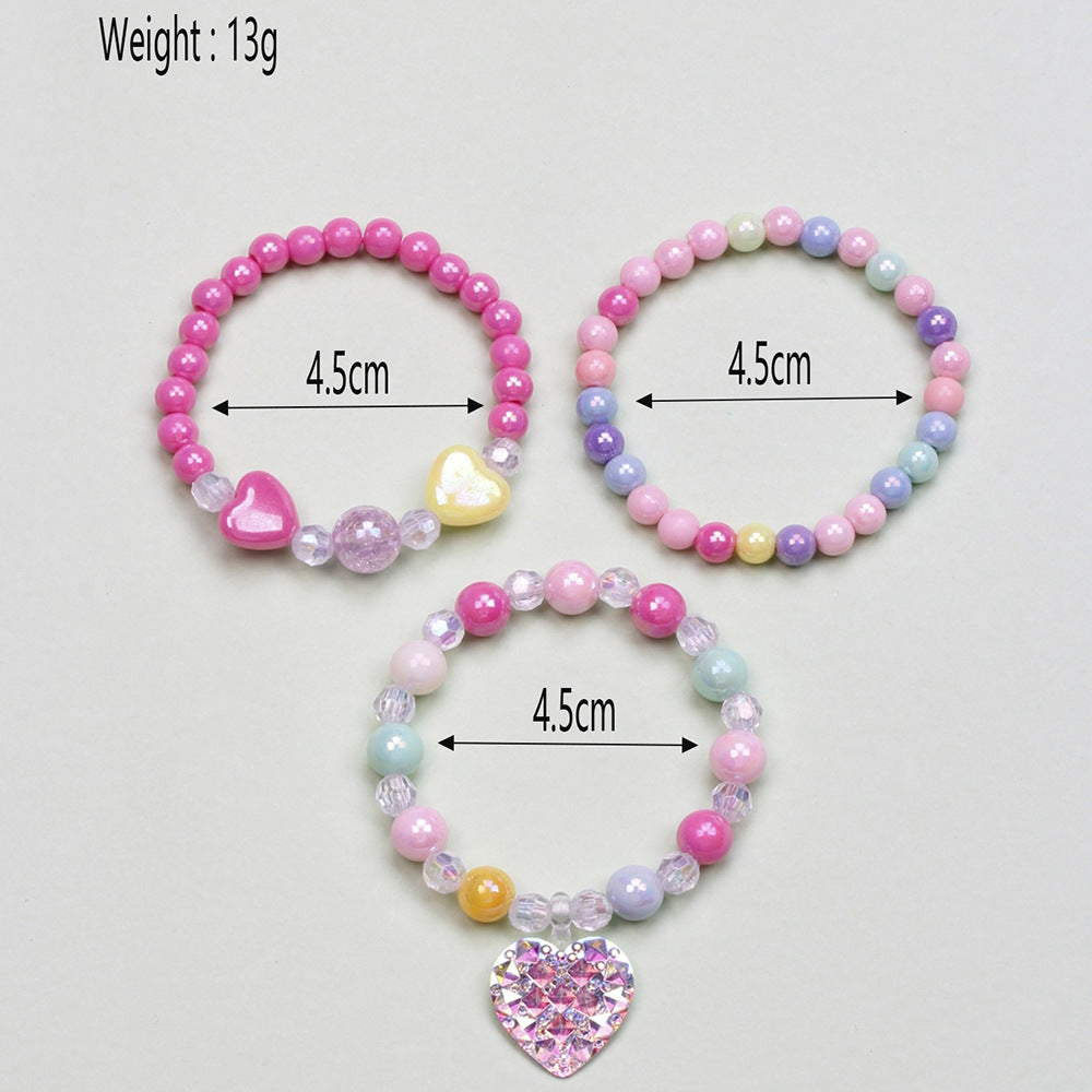 Simple Style Heart Shape Flower Plastic Beaded Girl's Bracelets