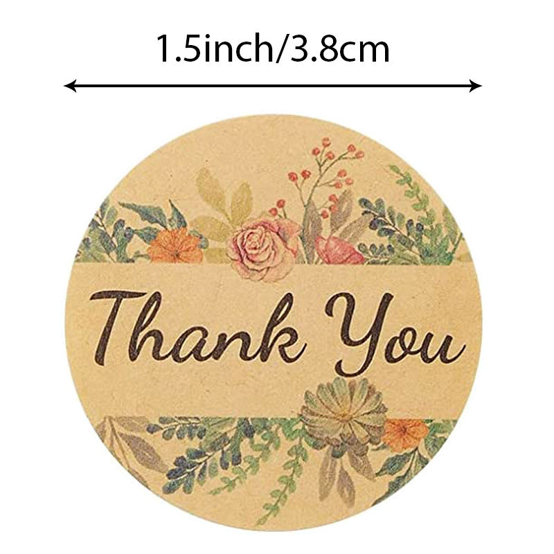 wholesale rose flower kraft paper thanks sticker gift packaging sealing sticker decorative sticker label