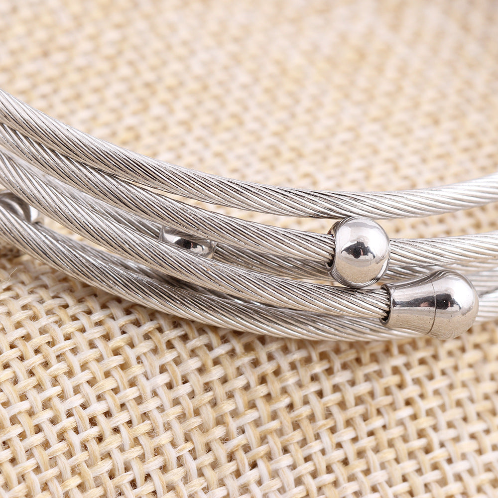 Titanium Steel Simple Style Geometric Bangle