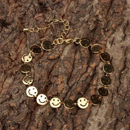 Simple Fashion Copper Smiley Face Chain Bracelet Necklace Wholesale Gooddiy