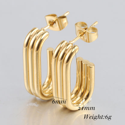 1 Pair Simple Style Solid Color Plating Stainless Steel Gold Plated Ear Studs