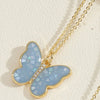 Copper Plated 14K Real Gold Color Dripping Oil Butterfly Pendant Necklace Women's Ins Personalized Design Shell Zircon Clavicle Chain