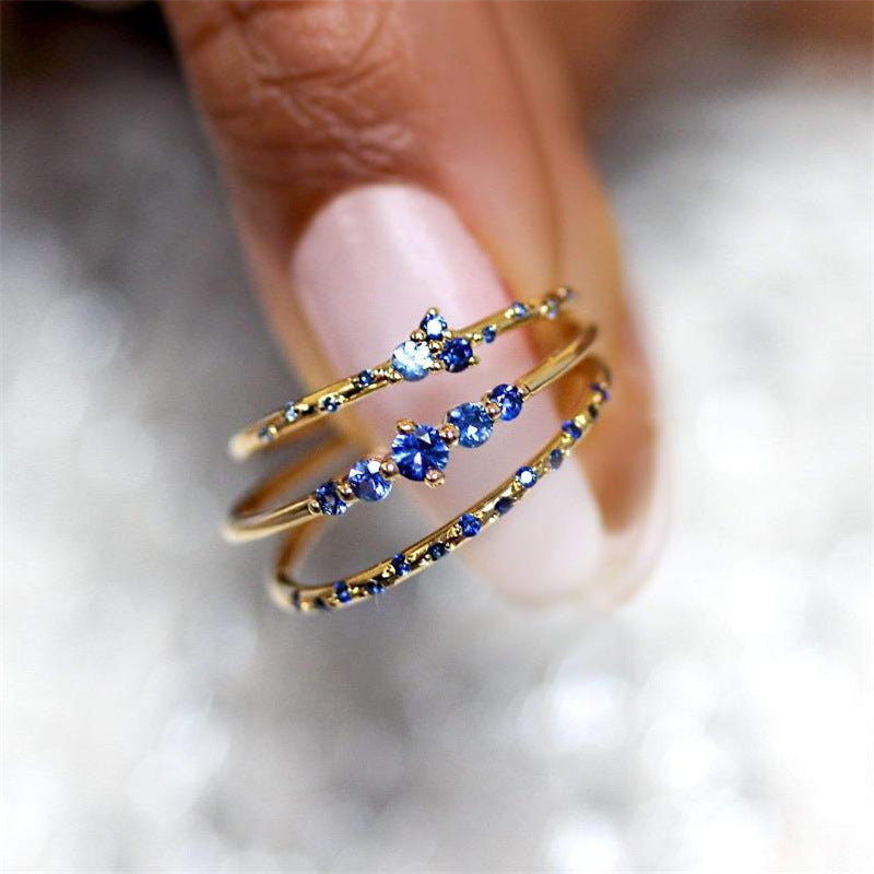 Fashion Micro-inlaid Zircon Thin Sapphire Ring Wholesale Gooddiy