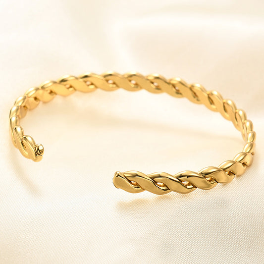 Simple Style Solid Color Stainless Steel Plating Gold Plated Bangle